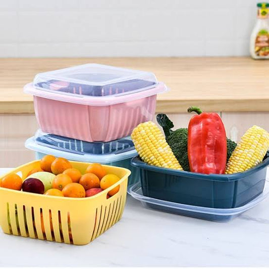 Fruit Drain Basket - Square Basket Strainer With Lid