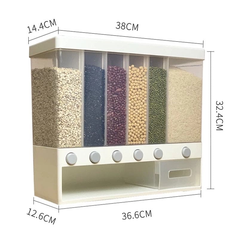 10 kg Cereal Dispenser, Wall-Mounted Dry Food Dispenser, Cereal Food