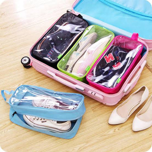 Front transparent zip shoes pouch
