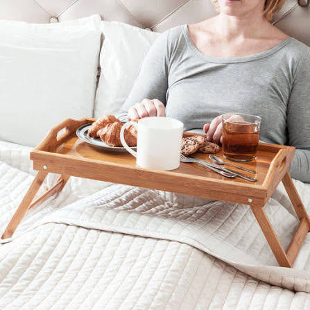 Bamboo Bed Table Tray, Portable Bed Coffee Table