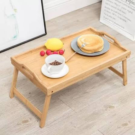 Bamboo Bed Table Tray, Portable Bed Coffee Table