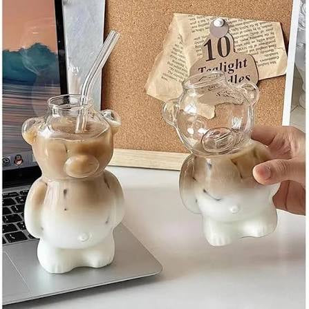 1PC 320ML Creative Cute Bear Coffee Mug with Straw
