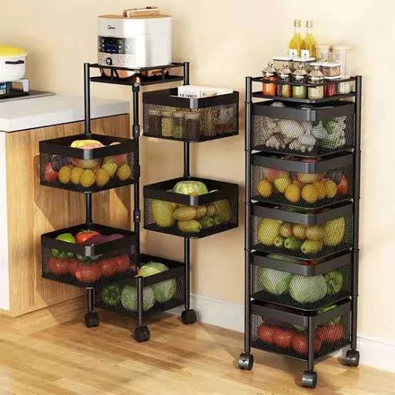 360° Rotating Square Kitchen Storage Trolley –
