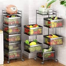 360° Rotating Square Kitchen Storage Trolley –
