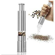 Techmanistan Stainless Steel Salt and Pepper Mill Grinder (1 Piece), Stainless Steel Manual Salt Grinder, Pepper Grinder, Spice Mill, Salt Mill,