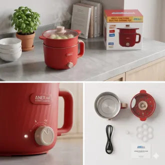 Anex Plus Multifunctional Electric Cooking Pot – Non-Stick Electric Hot Pot for Cooking, Frying & Boiling