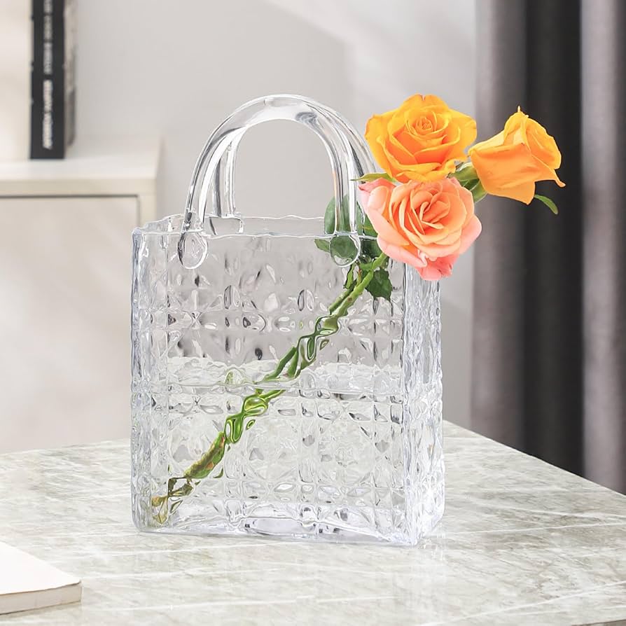 Luxury Glass Coffee Carry Cup Handbag Style Serving Mug & Aesthetic Decorative Display Container