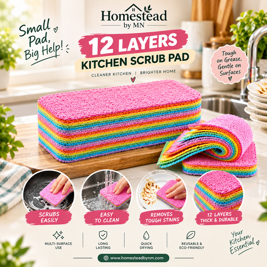 Imported 12 Layers Kitchen Scrub Pads (Mix/Random colour)