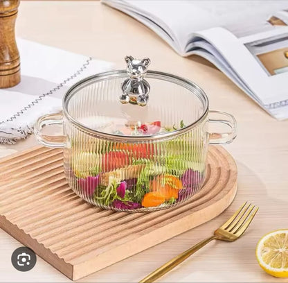 Modern Design Eco-Friendly Glass Cookware Set Heated Cooking Pot with Lid for Home KitchenUse
 *1800 ML*