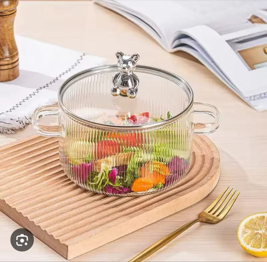 Modern Design Eco-Friendly Glass Cookware Set Heated Cooking Pot with Lid for Home KitchenUse
 *1800 ML*