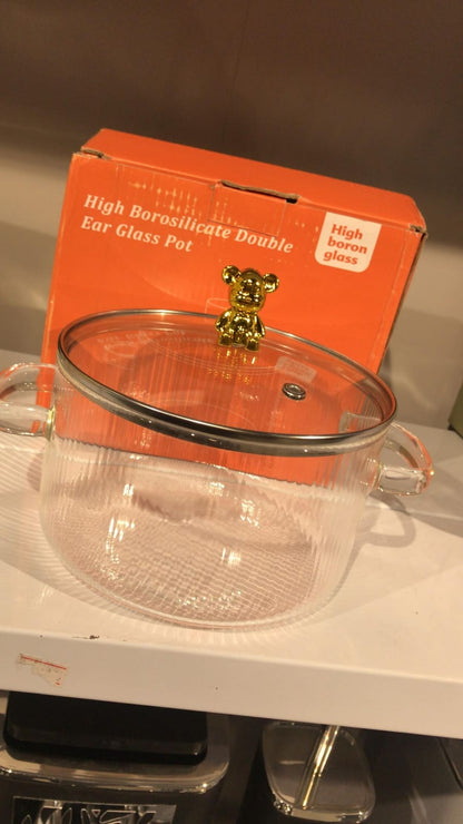 Modern Design Eco-Friendly Glass Cookware Set Heated Cooking Pot with Lid for Home KitchenUse
 *1800 ML*