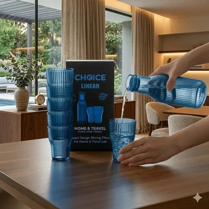 *Choice Linear Water Bottle & 6Pc Glass Set*
