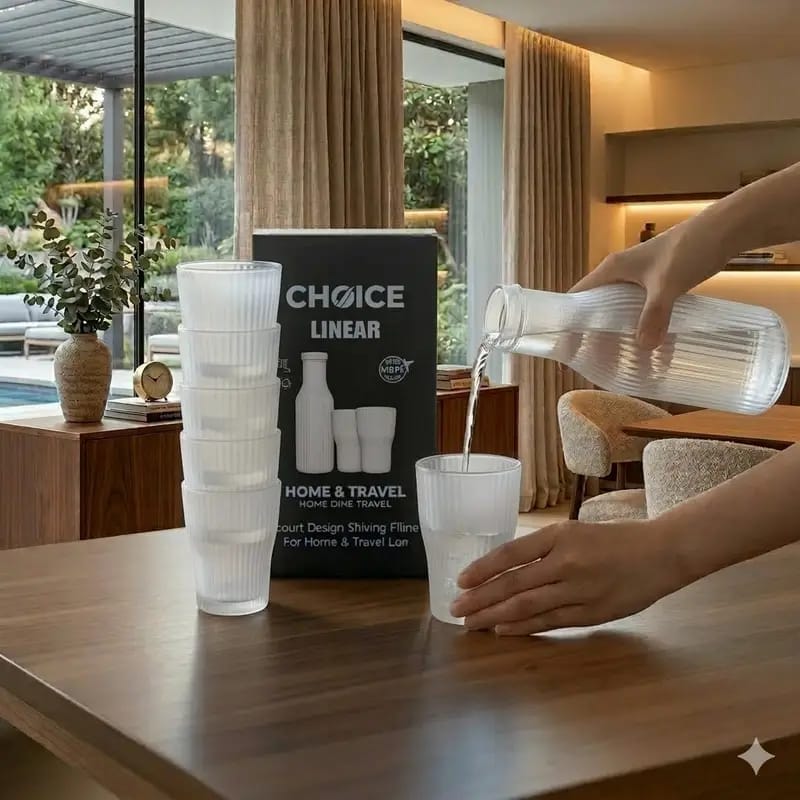 *Choice Linear Water Bottle & 6Pc Glass Set*