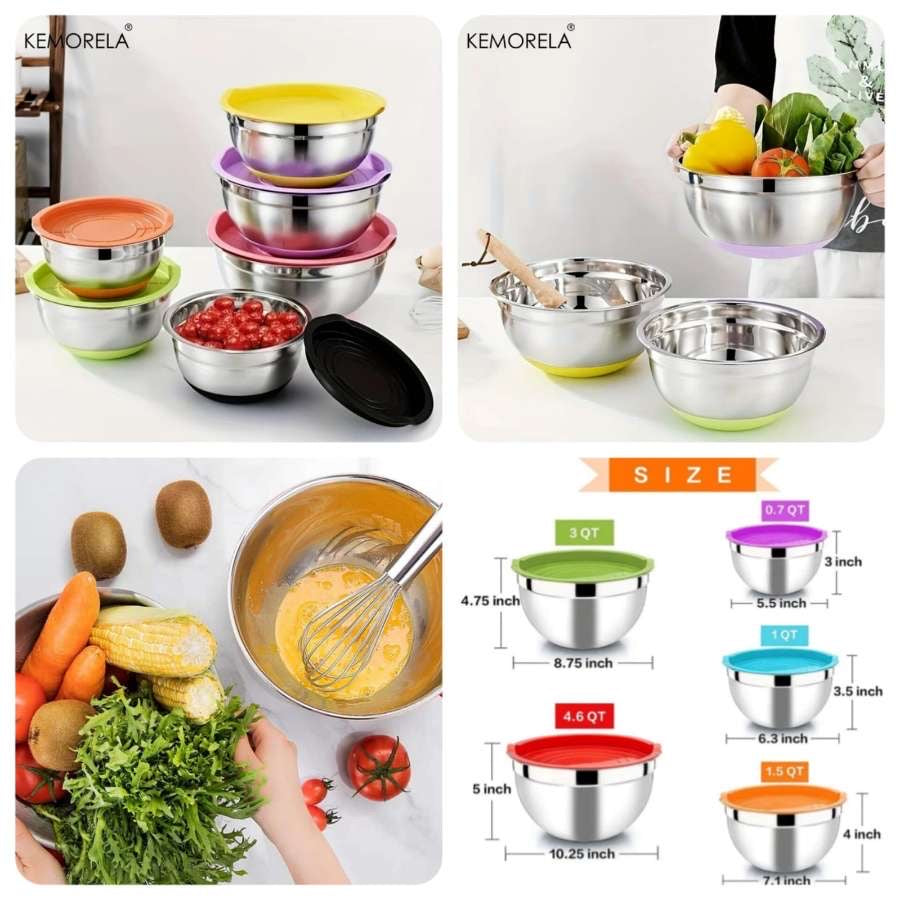 Stainless steel bowl set 5pcs