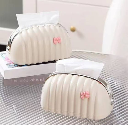 Shell tissue box with bow