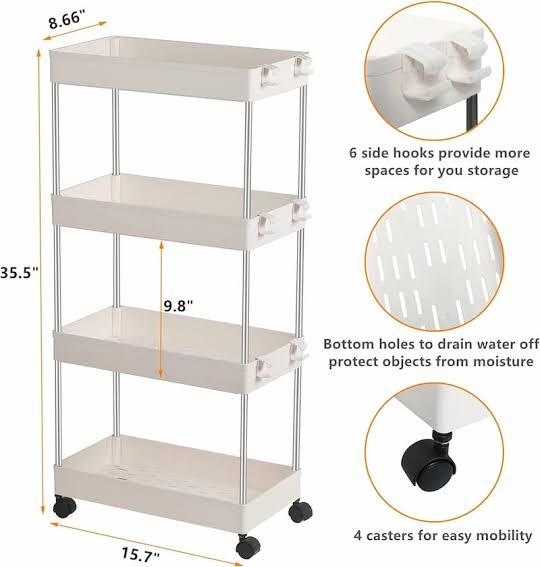 4 tier slim trolly