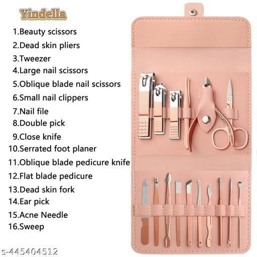 16pcs Manicure Set Stainless Steel Nail Clipper Set Nail Scissors