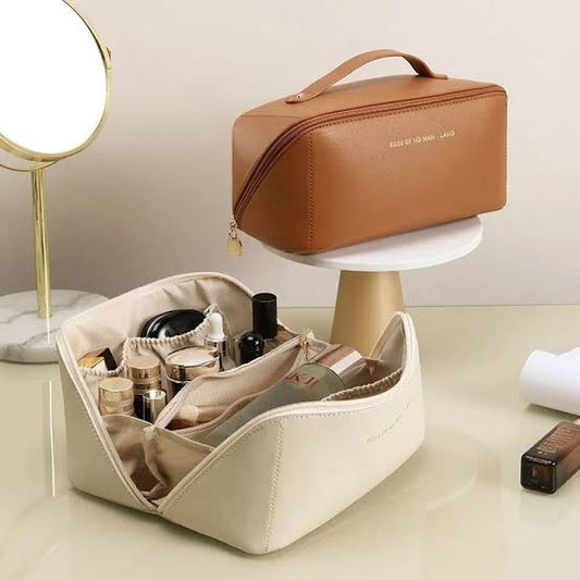 Leather cosmetic pouch