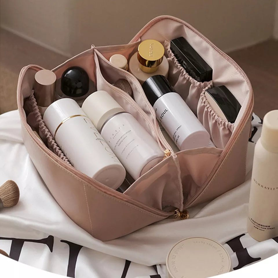 Leather cosmetic pouch