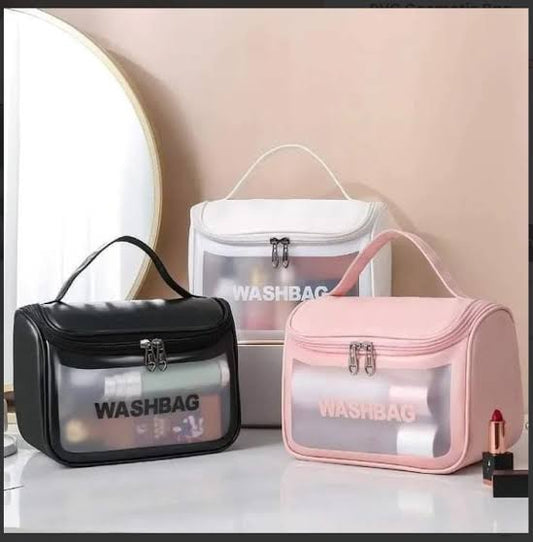 WATERPROOF TRANSPARENT TRAVEL COSMETIC WASHBAG ZIPPER STORAGE BAG