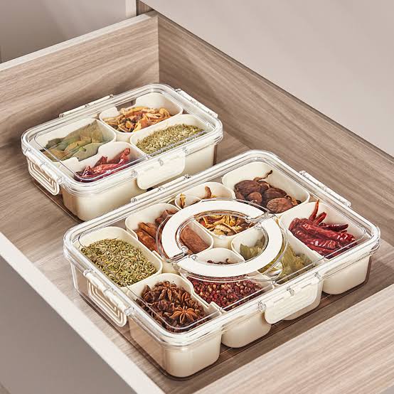 8 Grid Airtight Transparent Spice Box With Handle