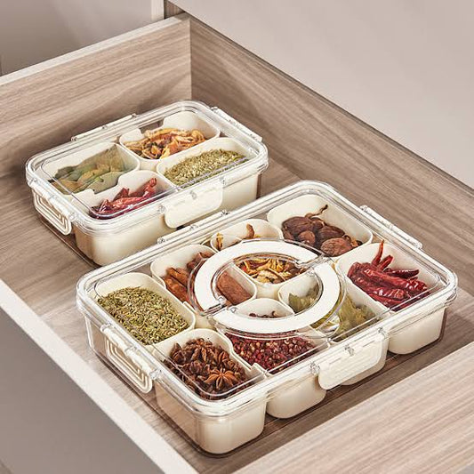 8 Grid Airtight Transparent Spice Box With Handle