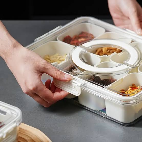 8 Grid Airtight Transparent Spice Box With Handle