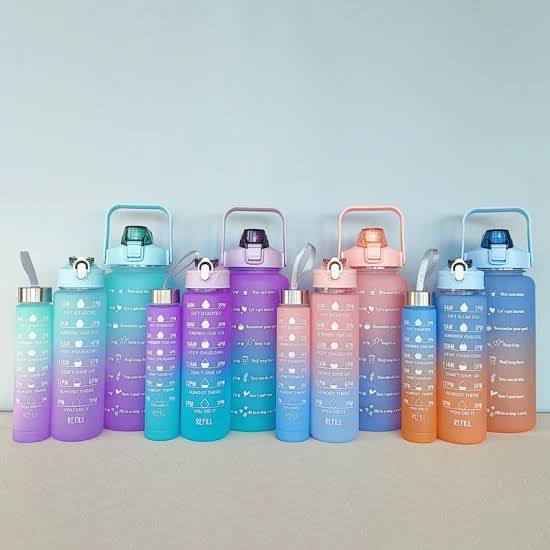 3pcs set motivational water bottle set