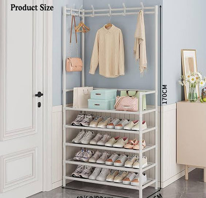 Coat Hanging Rack with Shoe Stand 5 layer