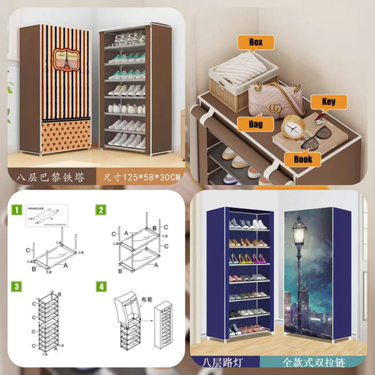 8 layer printed shoes rack