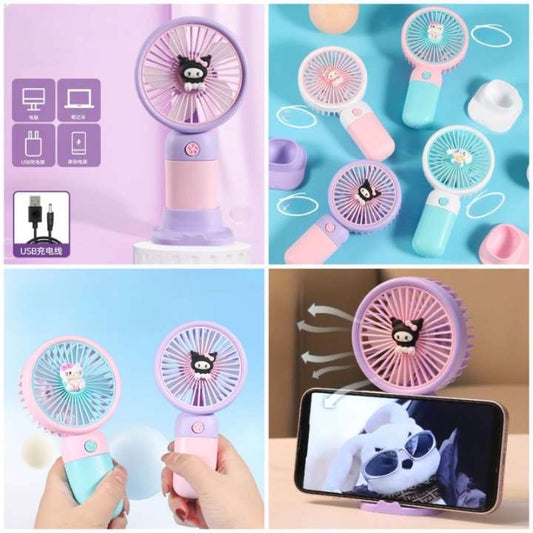Mini hand fan with mobile holder