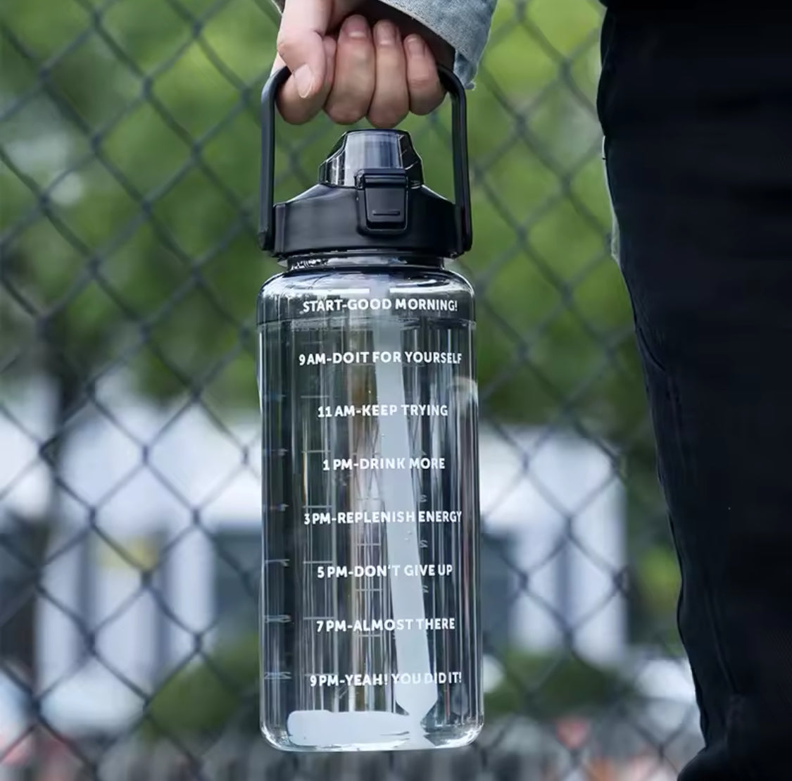2000ml transparent motivational water bottle
