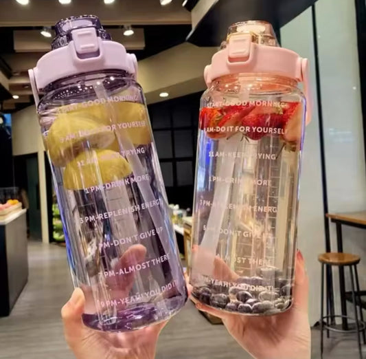 2000ml transparent motivational water bottle