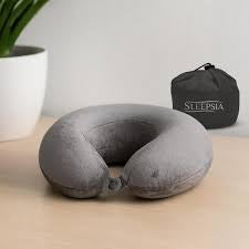 Inflateable velvet travel neck pillow for driving
