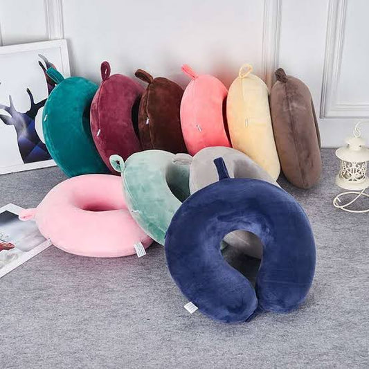Inflateable velvet travel neck pillow for driving
