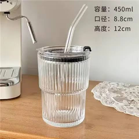 Glass Coffee Mug With Lid and Leather Sleeve