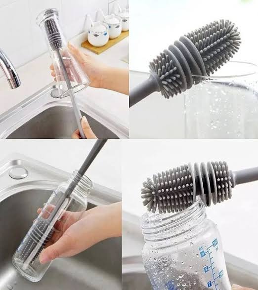 Silicon Glass Cleaning Brush Silicone Bottle Cleaning Brush with Long Handle