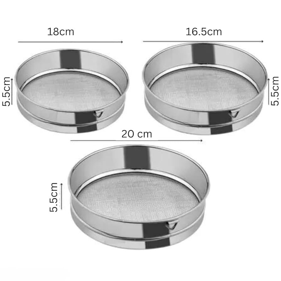 Steel atta chalni stainer 3pcs set
