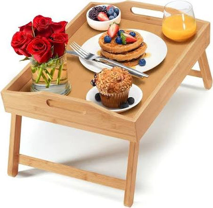 Bamboo Bed Table Tray, Portable Bed Coffee Table