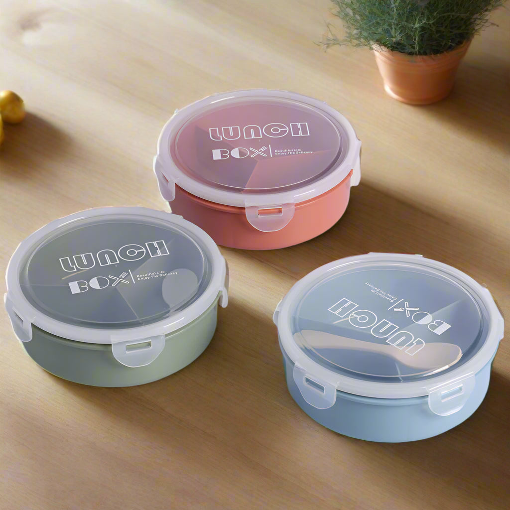 Portable 3 Portion Air Insulated Lunch Box with spoon 850 ml