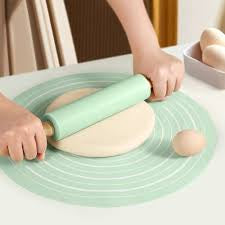 Silicone Dough Mat With Rolling Pin Set, Non-Slip Baking Mat