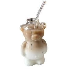 1PC 320ML Creative Cute Bear Coffee Mug with Straw
