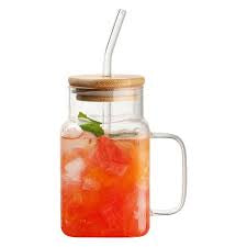 450ml Square Mug With Lid And Straw