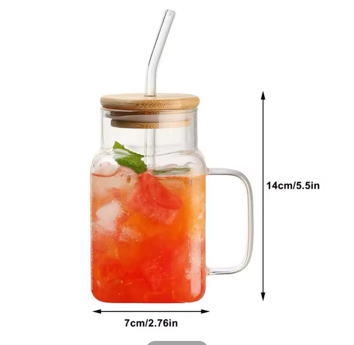 450ml Square Mug With Lid And Straw