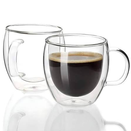 Double Wall Glass Cup | 350 /450 ML Heat Resistant Crystal Clear Mug for Tea, Coffee, Espresso & Beverages