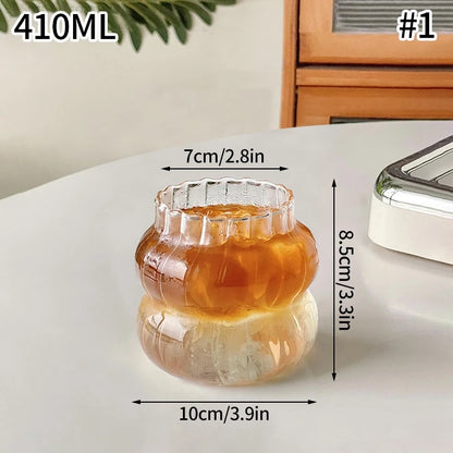 Glass Cold Coffee Cup Retro Mug Transparent Water Tea Drinkware 410ml