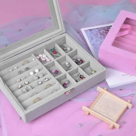 Portable Velvet Jewelry Box | Ring Jewelry Display Organizer