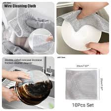 Wire Cloth | Steel Wire Cloth, Double-sided Mesh Dishwashing Cloth, Non Greasy, Easy to Clean, Household Brush Pot pack of 10