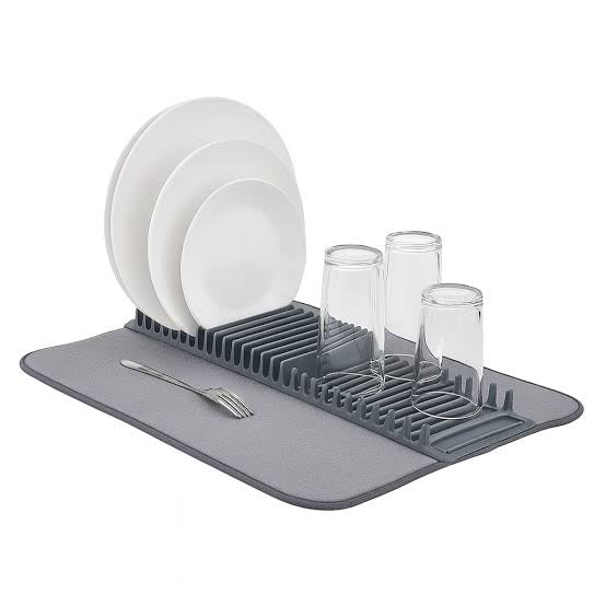 Dish Drying Mat With Drain Rack – Absorbent Kitchen Counter Mat