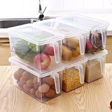 Space saving plastic food storage container with lid